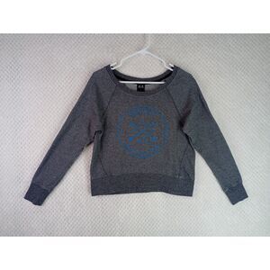 Oakley Women's Small Dark Gray Cropped Boatneck Logo Sweatshirt